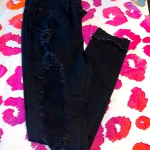Black distressed jeans